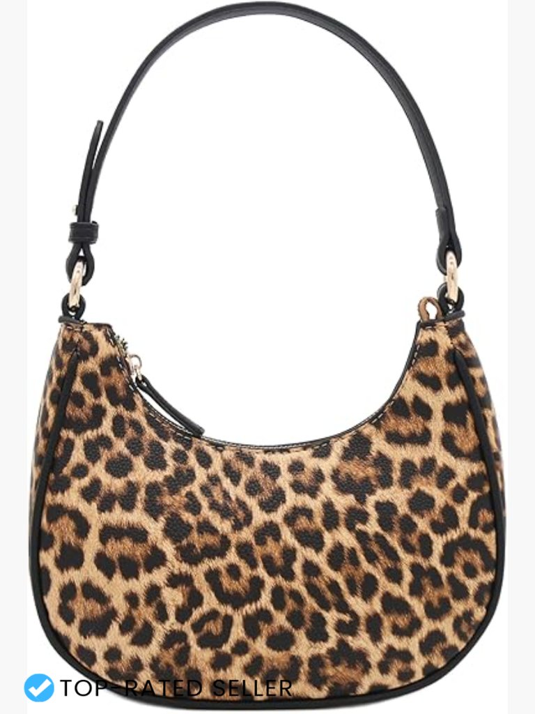 Small Crescent Shoulder Bag Underarm Purse Faux Leather Gold Hardware